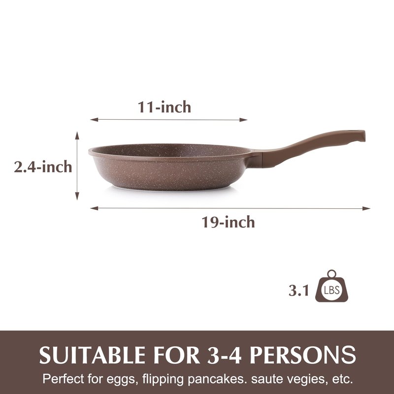 SENSARTE Nonstick Frying Pan Skillet, Granite Coating Omelette Pan, Healthy Stone Cookware Chef's Pan PFOA Free, Toffee Brown (11 Inch)