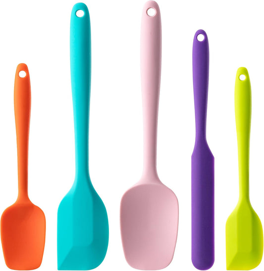 Skiennix Silicone Spatula Set - 5 Piece Food Grade Rubber Spatulas | High Heat Resistant, BPA-Free, Dishwasher Safe (Multicolor)