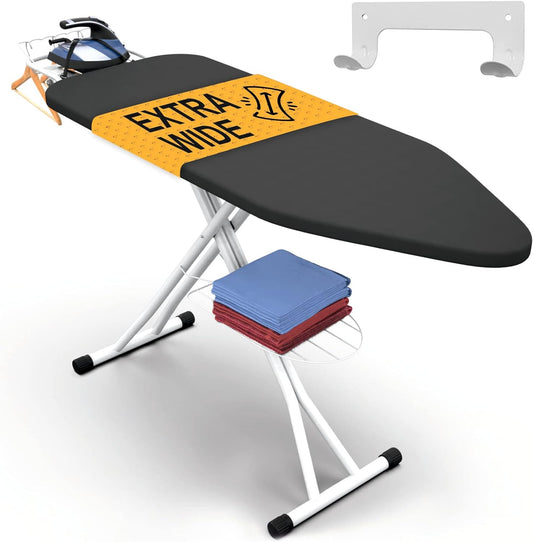 Xabitat Full Size Ironing Board - 57" X 18" | Durable Metal Construction with Wall Mount Hanger & Iron Caddy