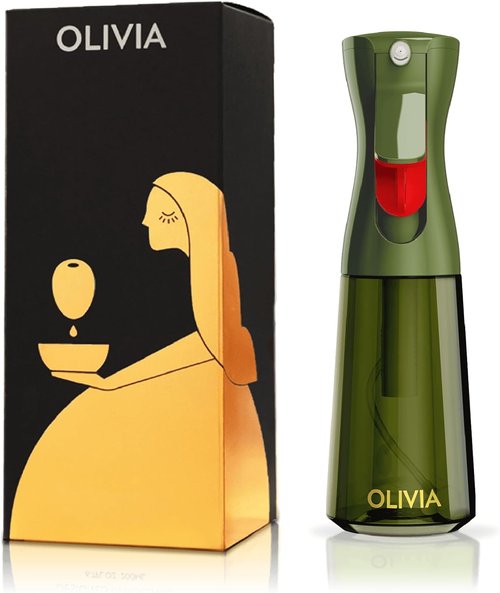 FLAIROSOL OLIVIA Oil Sprayer - 200ml Glass Cooking Spray Bottle with Portion Control | Green & Gold Design
