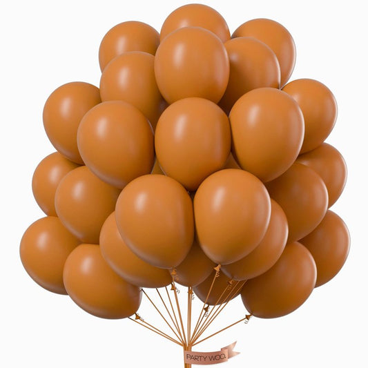 PartyWoo Tan Balloons 101 pcs 12 Inch Boho Neutral Light Brown Coffee Fall Latex Helium Balloons for Graduation Birthday Safari Boy Baby Shower Jungle Cowgirl Woodland Party Decorations Brown-F10