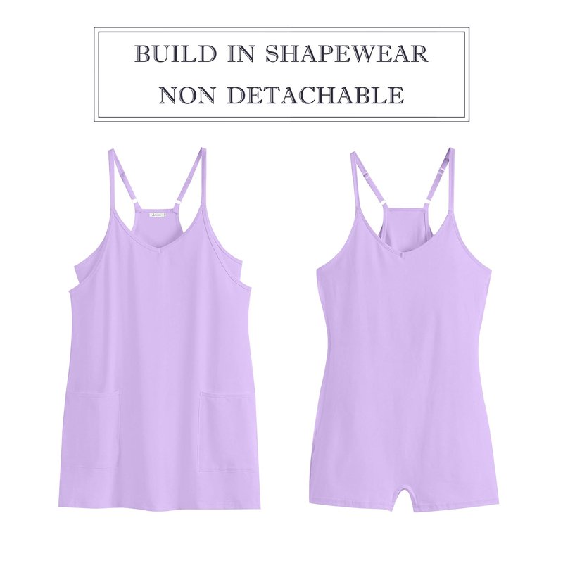 ANRABESS Women Athletic Dress Summer Tennis Workout Active Sports Mini Romper Dress Built in Shorts Travel Vacation Clothes Purple Medium