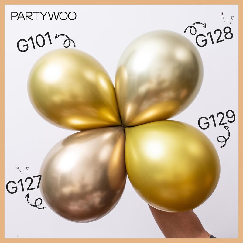 PartyWoo Metallic Gold Balloons 154pcs Different Sizes of 18 12 10 5 Inch Chrome Gold Balloon Arch Kit Garland for Birthday Graduation Baby Shower Wedding Bachelorette Party Decorations Gold-G127