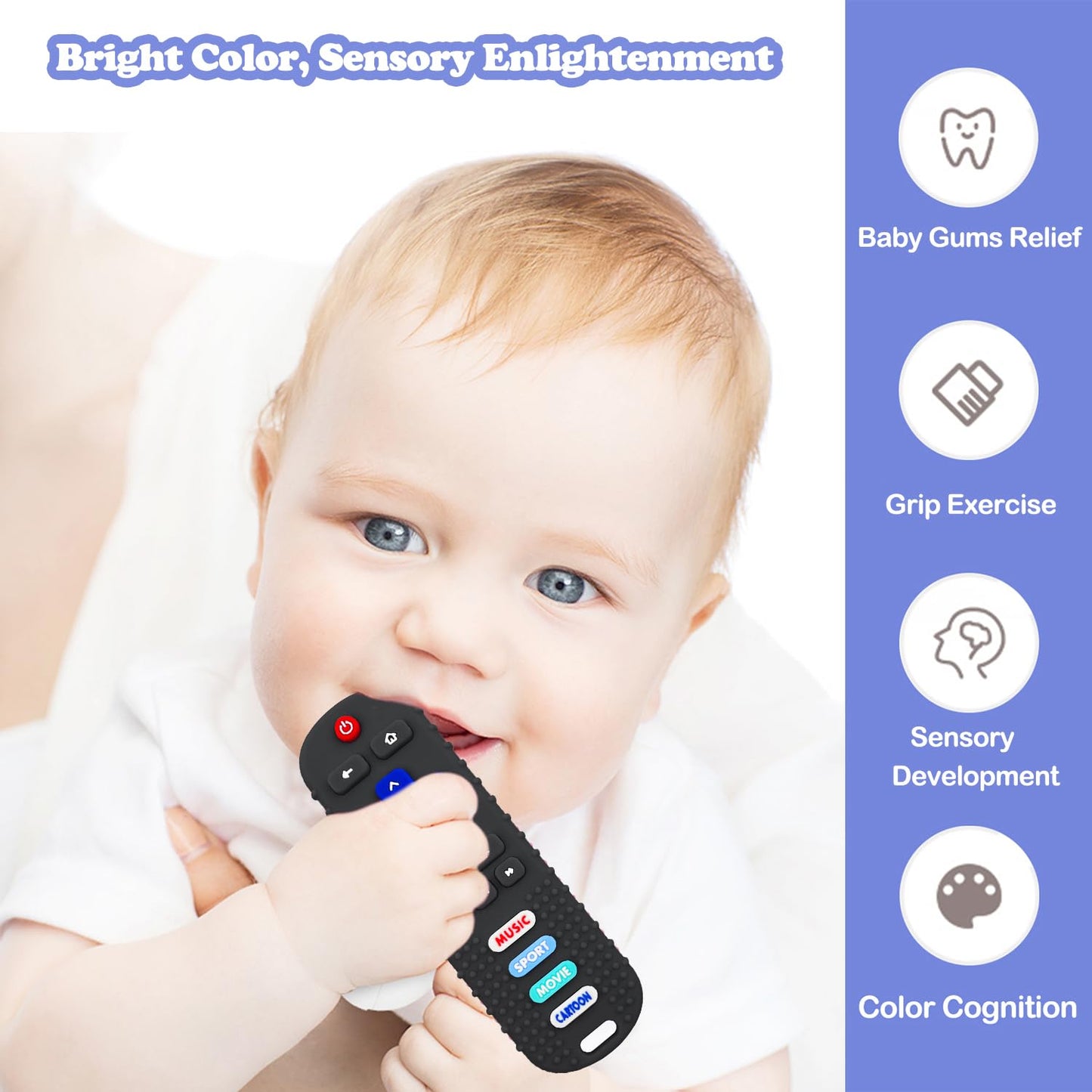 ROBBEAR Baby Teething Toys - Soft Silicone Remote Control Teether for Infants 3-18 Months | BPA-Free Chew Sensory Toy