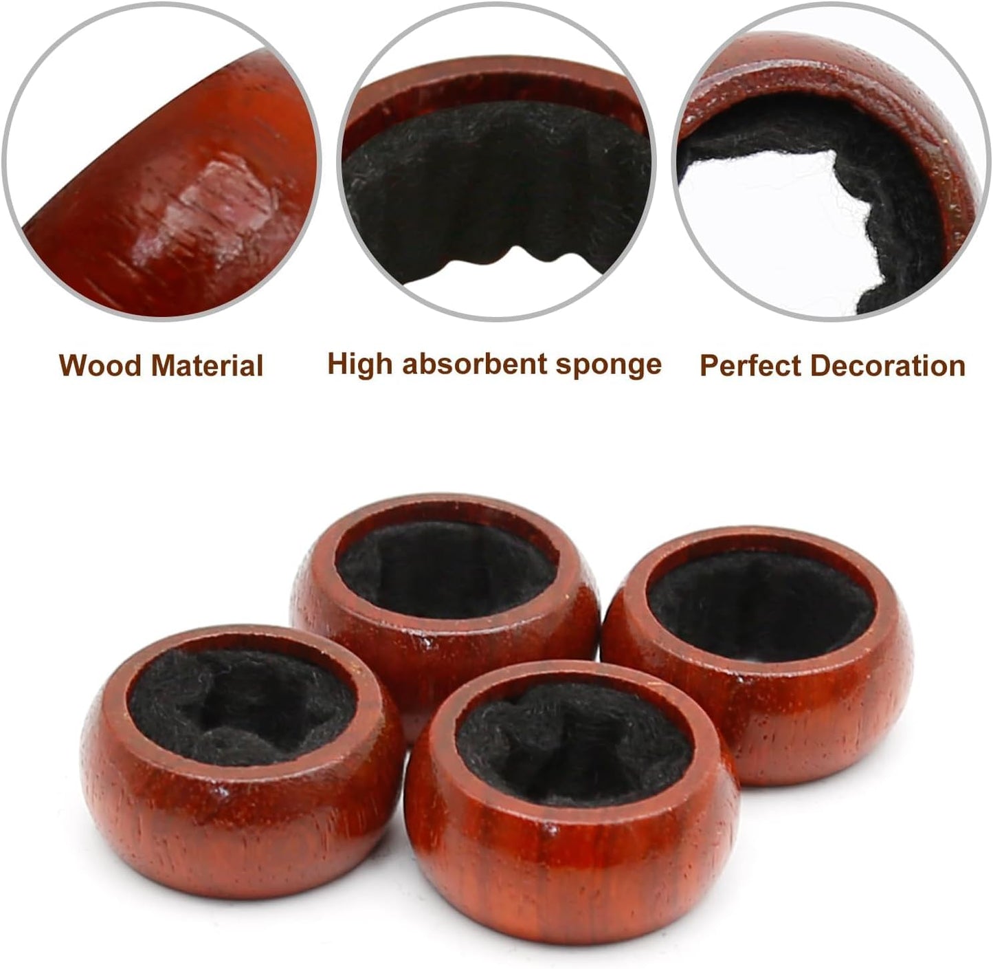 Saihisday Rosewood Wine Rings - Elegant Drip Catchers for Wine Bottles | Set of 4 Collars for Home & Bar
