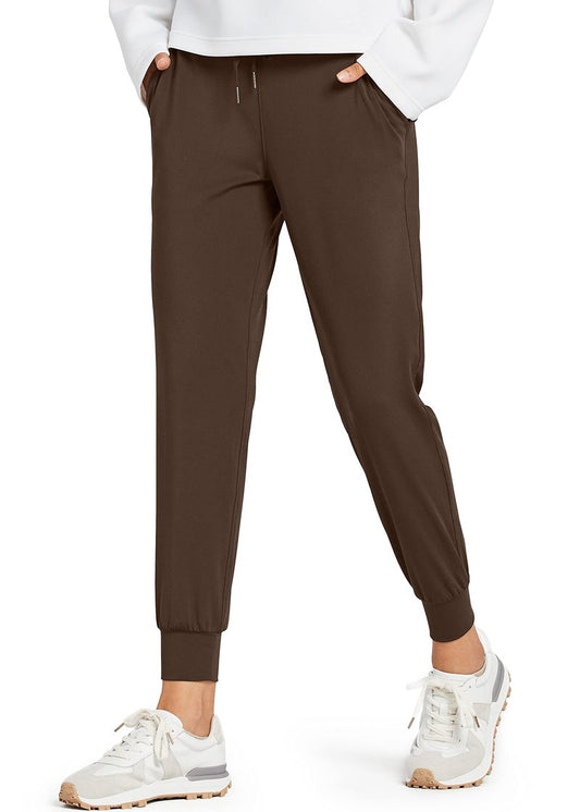 Libin Women's Joggers Pants Athletic Dance Sweatpants with Pockets Running Tapered Casual Pants for Workout,Lounge, Brown XS