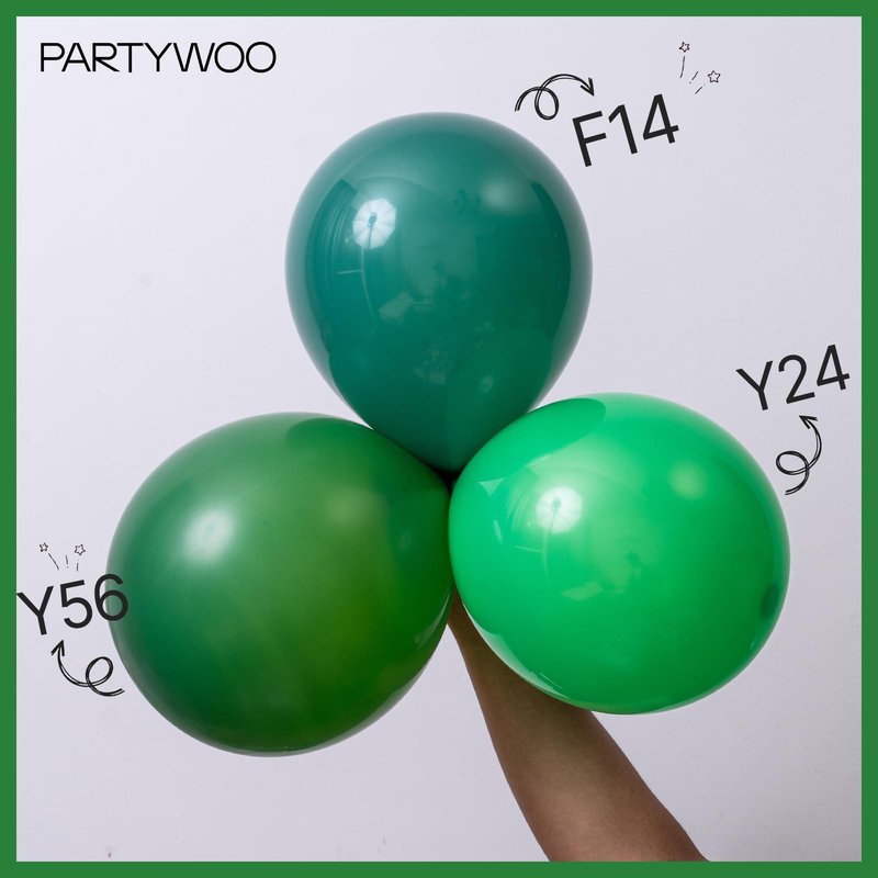 PartyWoo Dark Green Balloons 155pcs Different Sizes of 18 12 10 5 Inch Emerald Hunter Forest Green Balloon Arch Kit for Birthday Christmas Graduation Dinosaur Jungle Theme Party Decorations Green-Y56