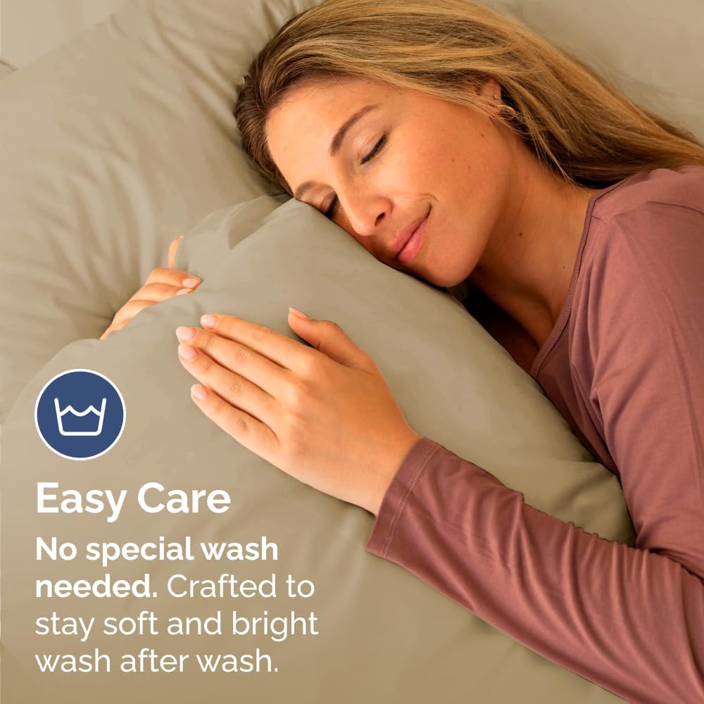 Skiennix Body Pillowcases Set of 4 | Soft, Breathable 20x54 Pillow Covers for Side Sleepers - Machine Washable, Fade-Free (Beige)