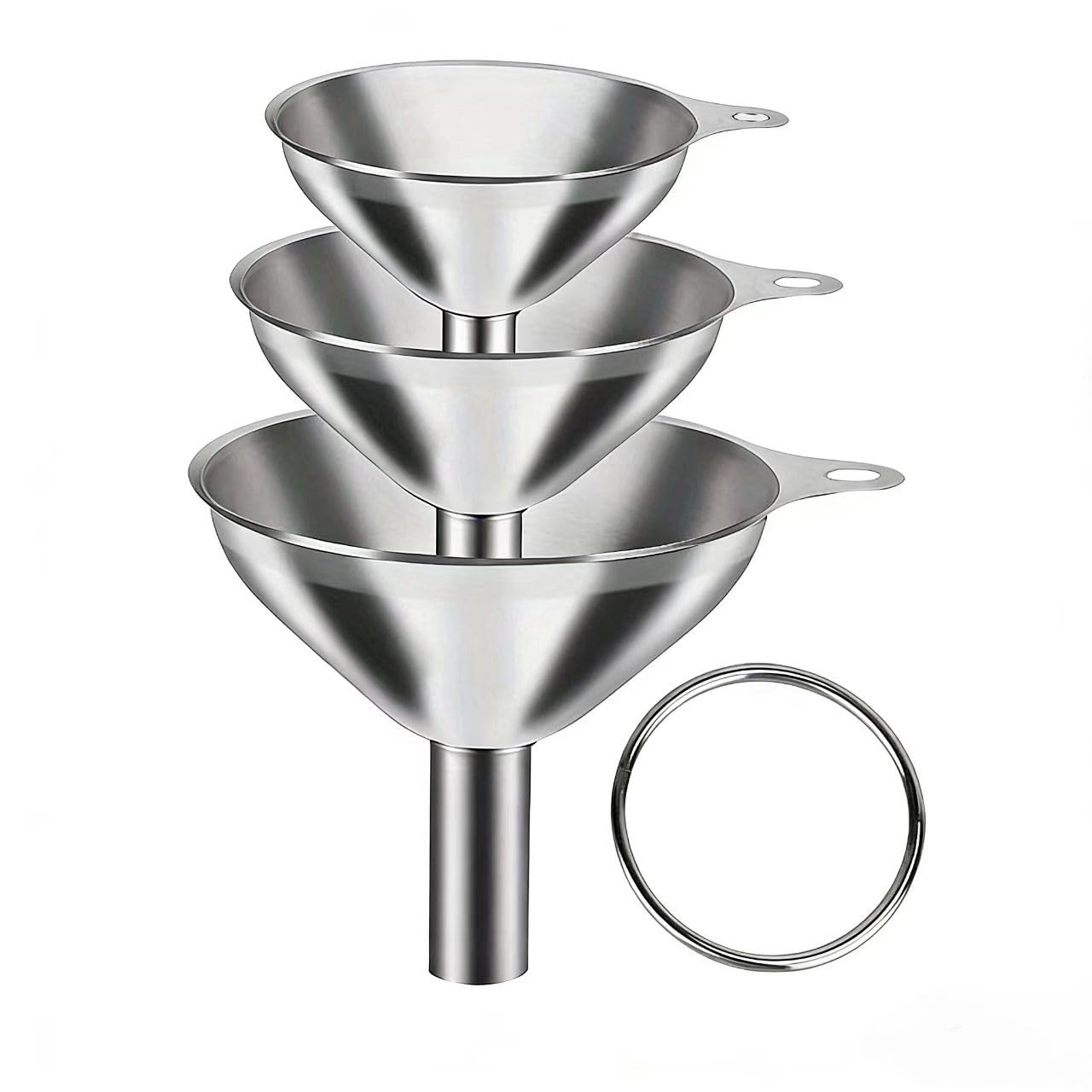 Stainless Steel Funnel Set by [Brand Name] - 3-Pack Small Mouth Funnels for Efficient Pouring | Food Grade & Dishwasher Safe