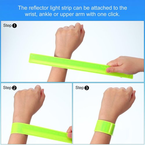 PATIKIL Reflective Slap Bands, 12 Pcs Reflector Band Snap Bracelet Armbands High Visibility Safety Reflectors Wrist Strap Strips for Night Jogging Cycling Running Hiking, Red