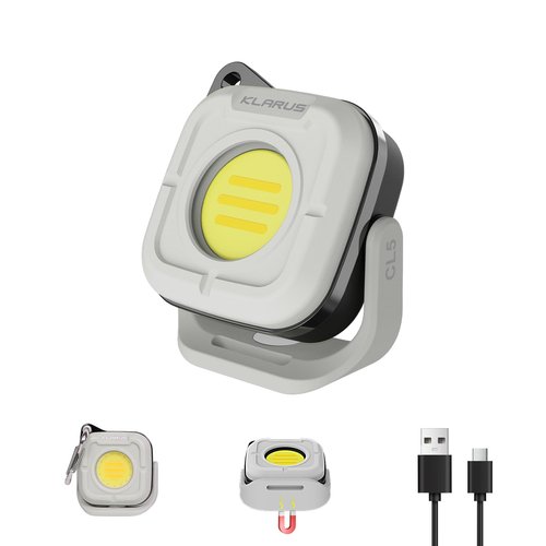 Klarus CL5 Small Work Light Powerful Magnetic Flashlight - 650lm Bright, 4 Color Temperatures (2700K-6500K) & USB-C Rechargeable, 180° Rotatable, IPX5 Waterproof, Portable LED Pocket Light