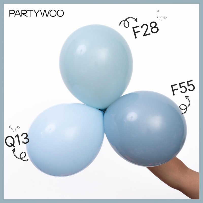PartyWoo Dusty Blue Balloons 101pcs 12 Inch Light Blue Aqua Boho Latex Helium Balloons for Wedding Graduation Baby Shower Gender Reveal Bachelorette Birthday Under The Sea Party Decorations Blue-F28