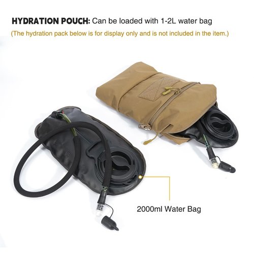IDOGEAR Tactical Hydration Pack for 2L Hydration Water Bladder Outdoor Hiking Airsoft Water Bladder Carrier for Vest JPC2.0 Backpack(Coyote Brown)