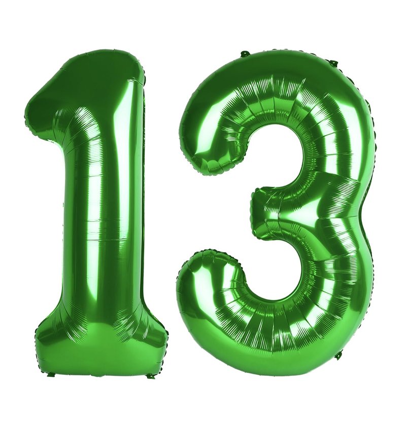Dark Green Number 13 Balloon 40 Inch, 13th Birthday Party Decorations for Children, Giant 13 Foil Balloon for Party Supplies