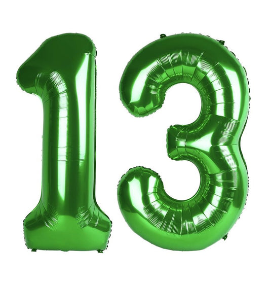 Dark Green Number 13 Balloon 40 Inch, 13th Birthday Party Decorations for Children, Giant 13 Foil Balloon for Party Supplies