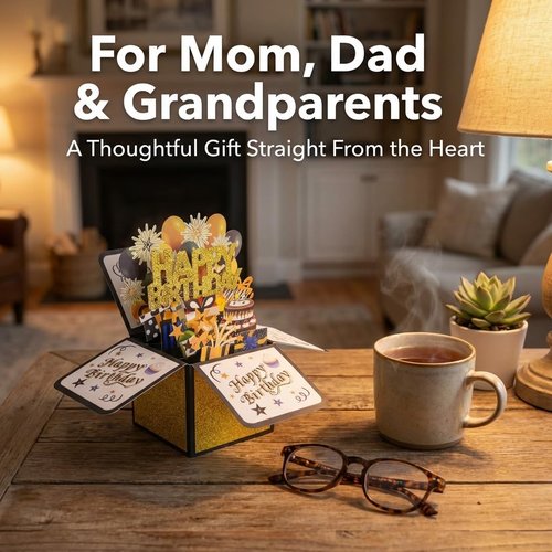 Intatikoo Pop Up 3D Birthday Card,Blank Greeting Card with Envelope, Birthday Gift for Him Dad Husband Son Women Kids Her