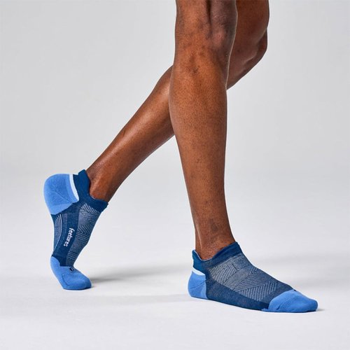 Feetures Elite Max Cushion No Show Tab - Running Socks for Men & Women, Athletic Compression Socks, Moisture Wicking - Blue, Large (1 Pair)