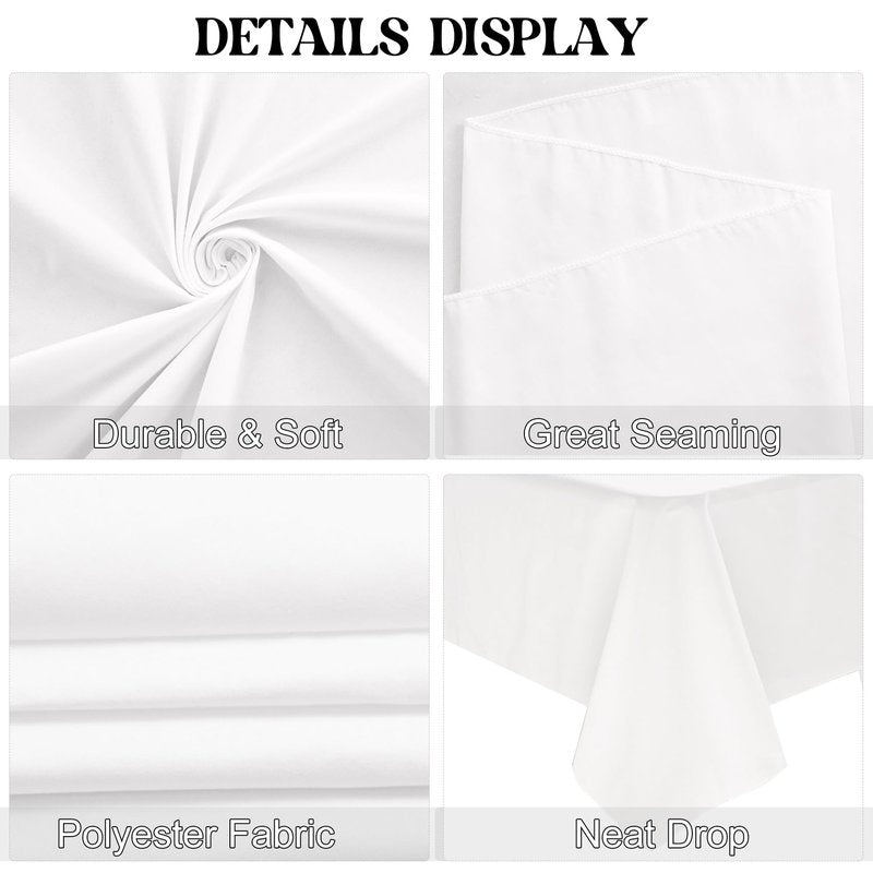 JALANCY 4 Pack Square Table Cloth 70x70 Inch White Tablecloth Machine Washable Fabric Polyester Table Cover for Dining, Buffet Parties, Picnic, Events, Weddings and Restaurants（White）