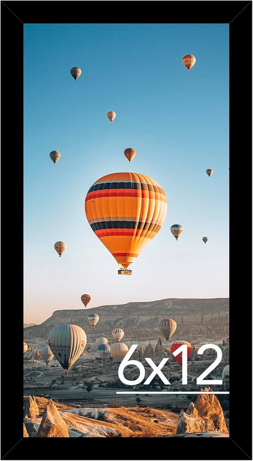JCJMY 6x12 Black Picture Frame - Versatile Wall Mounting for Horizontal or Vertical Display