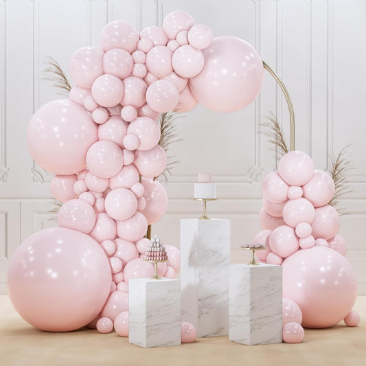 PartyWoo Pale Pink Balloons - 100pcs Assorted Sizes for Birthday & Baby Shower Decorations | Pastel Pink Arch Kit