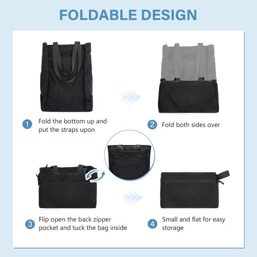 GOLF SUPAGS Foldaway Convertible Tote Backpack Lightweight Nylon Daypack Women Men City Pack Versatile Backpack Leisure, Black