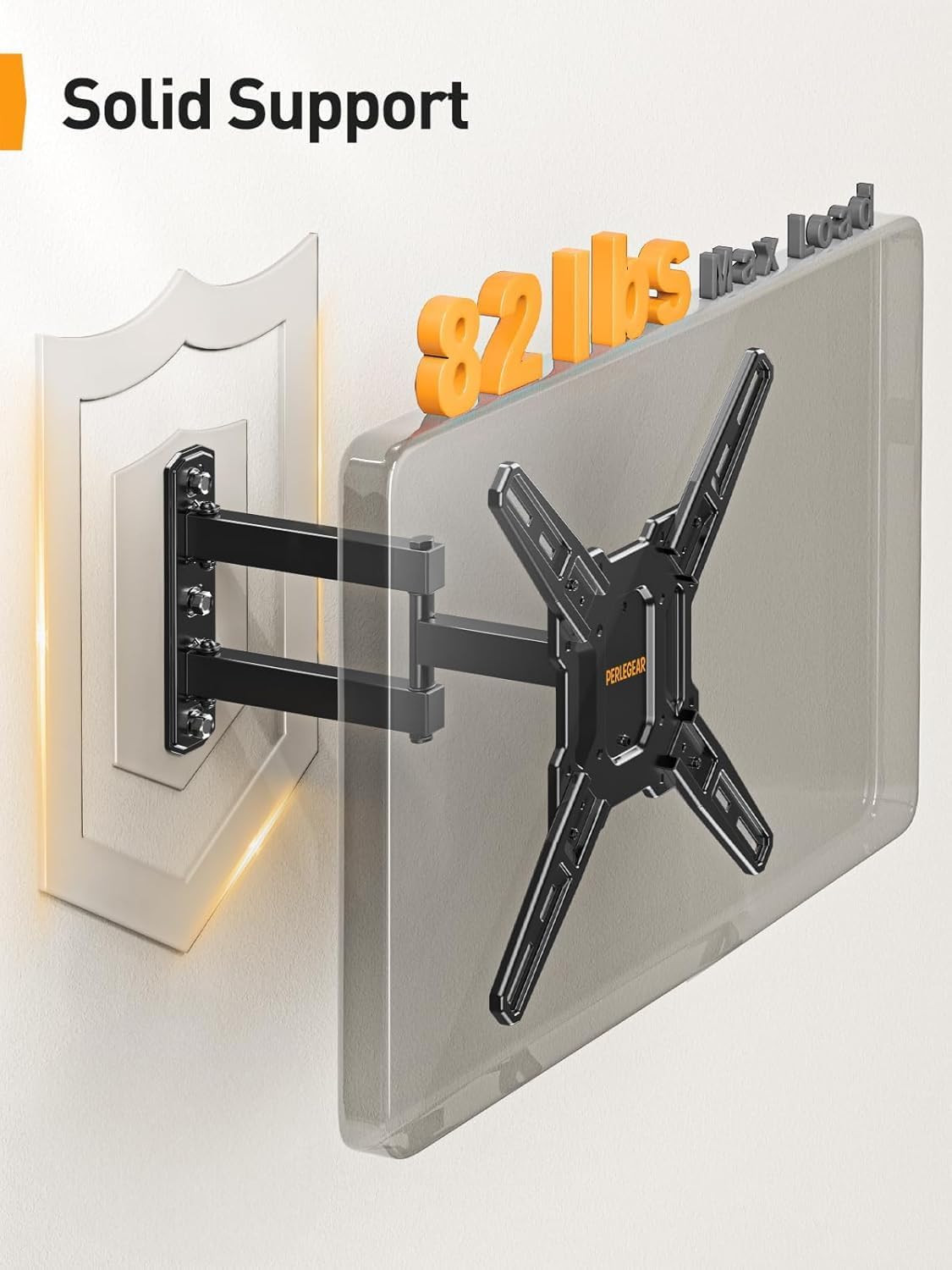 Perlegear Full Motion TV Mount - Articulating Bracket for 26-65 Inch TVs | Tool-Free Tilt & Swivel, Max VESA 400x400mm