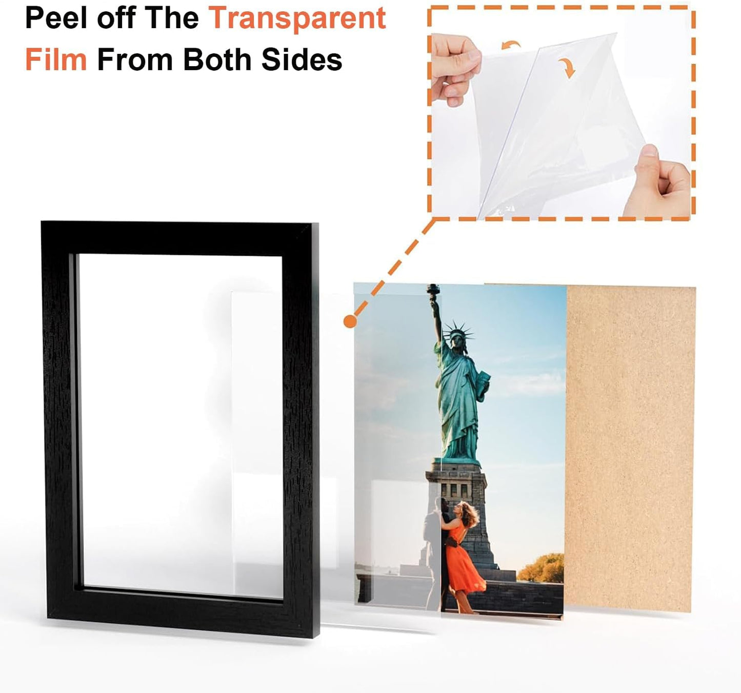 WARM&LOVE 4x6 Rustic Wood Picture Frame - Four Folding Hinged Family Photo Collage Stand | Perfect Gift for Birthdays