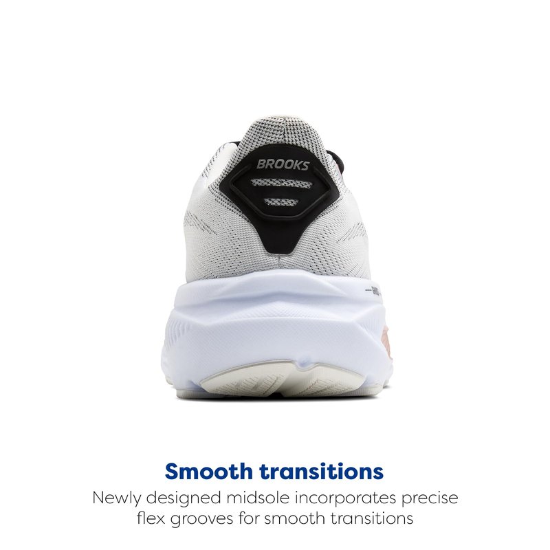 Brooks Women’s Ghost 17 Neutral Running Shoe - White/Black/Rose Gold - 9.5 Medium