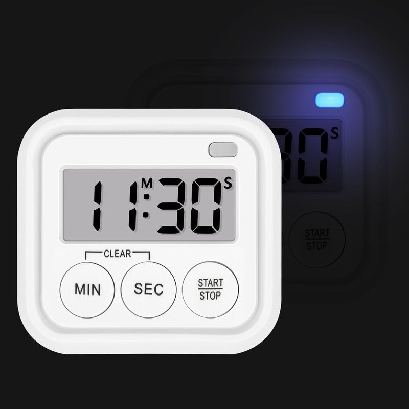 Timer, Kitchen Timers for Cooking Classroom Timer for Kids Teachers Digital Magnetic Timers 2 Pack, White