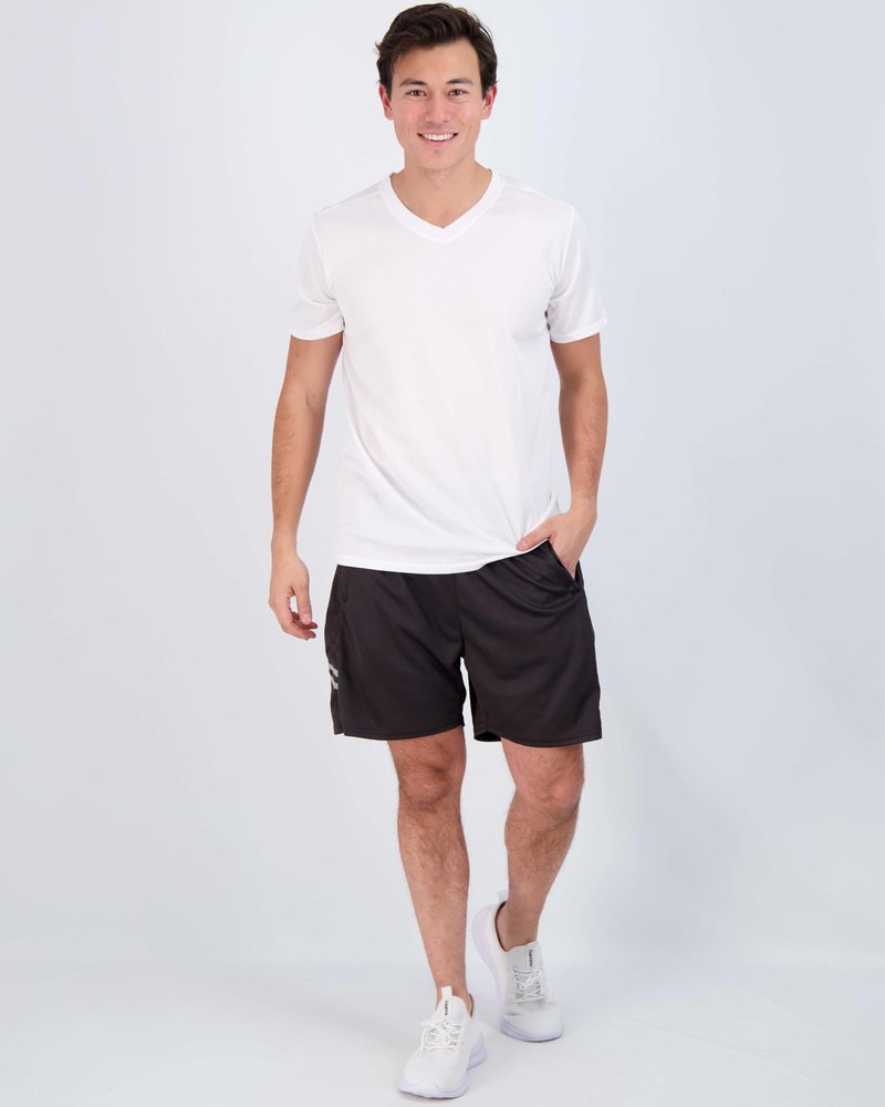 Real Essentials 5 Pack: Men's Mesh Short Sleeve V-Neck T-Shirt | Athletic Dry Fit V Neck Workout Shirt,Set XL