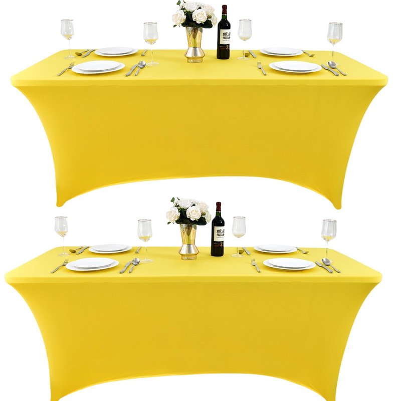 ZarzaaSik 2-Pack 4ft Spandex Table Covers for Rectangular Folding Tables - Wrinkle Resistant Stretch Tight Table Cloths - Ultimate Fitted Table Protector for Parties, Banquet, and Wedding