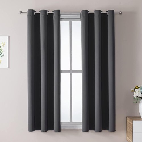 ChrisDowa Blackout Curtains - Thermal Insulated Room Darkening Drapes for Bedroom & Living Room | Dark Grey, 38"W x 54"L
