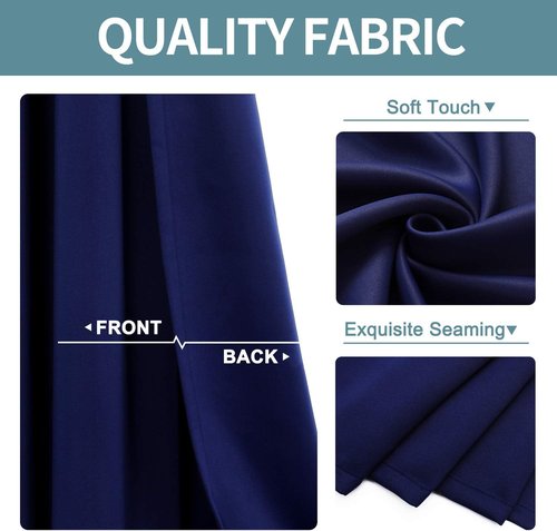 ChrisDowa Blackout Curtains - Thermal Insulated Room Darkening Panels (Navy Blue, 52W x 63L)