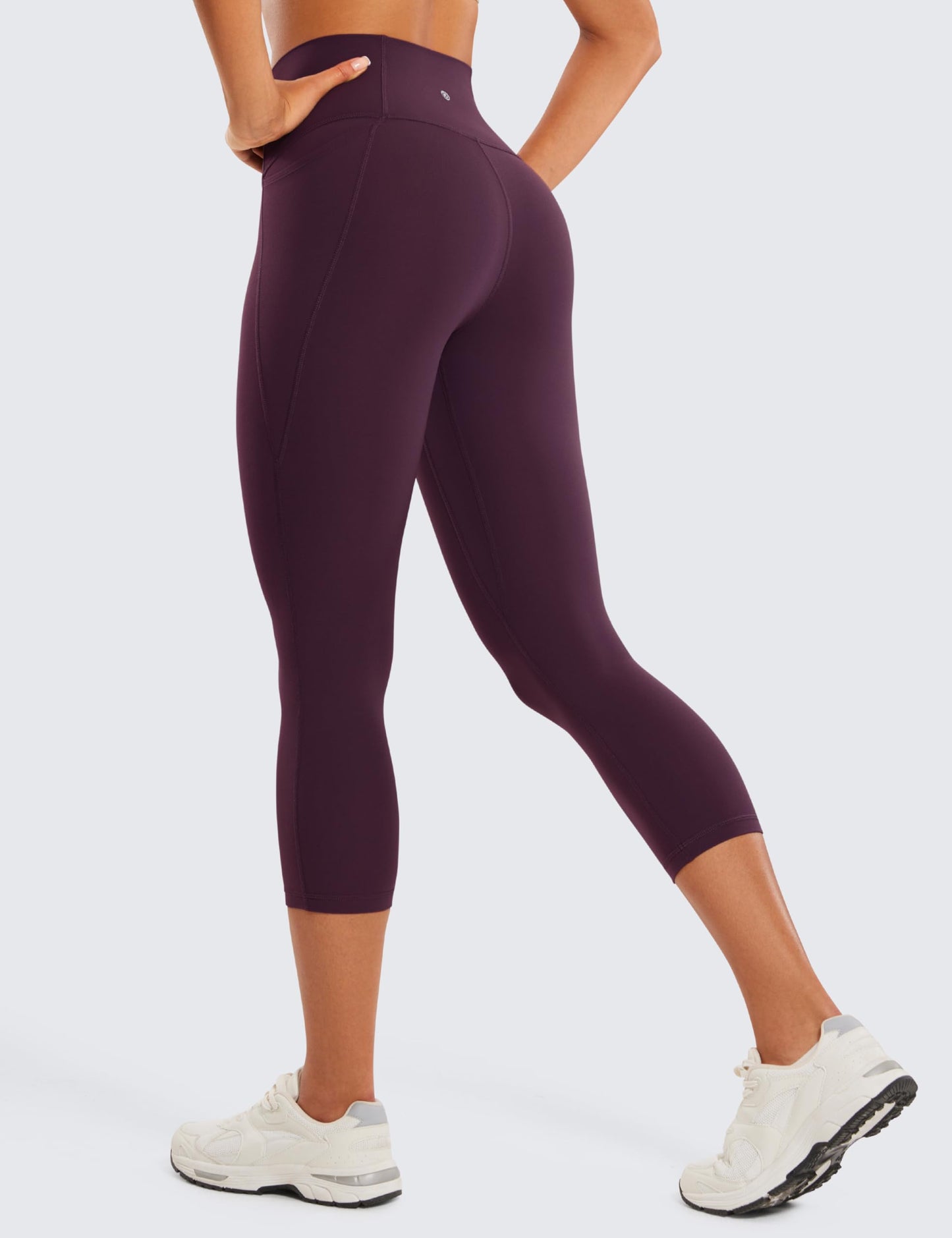 CRZ YOGA Butterluxe Workout Capri Leggings Pockets 21" - High Waisted Gym Athletic Womens Crop Yoga Deep Purple Medium