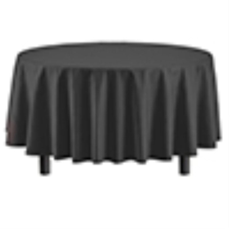 Exquisite 6-Pack Plastic Tablecloth 84 inch Round Value Pack Plastic Table Cover - Black