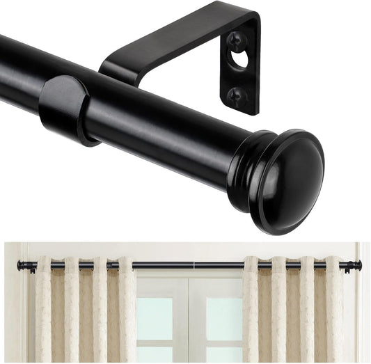 TONIAL Curtain Rod - Telescoping Drapery Rod for Windows 32 to 58 Inches - Elegant Black Finish