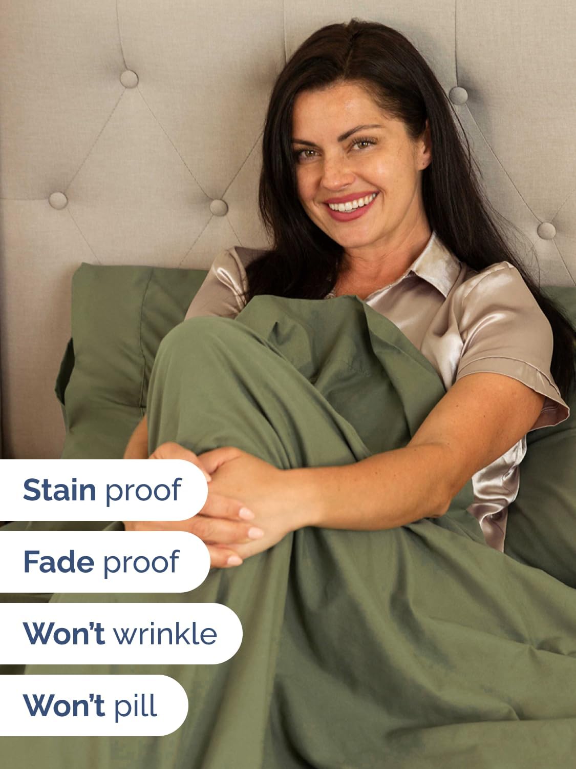 Skiennix Extra Deep Queen Sheet Set - 6 Piece Breathable Cooling Bedding - Soft Wrinkle-Free Sage Green