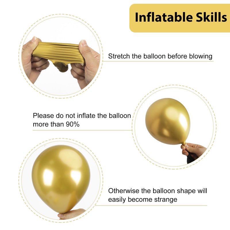 RUBFAC Black and Gold Balloons 129pcs Different Sizes Pack of 18 12 10 5 Inch, Latex Balloon Garland Arch Kit for Party Graduation Wedding Holiday Happy Birthday Decoration