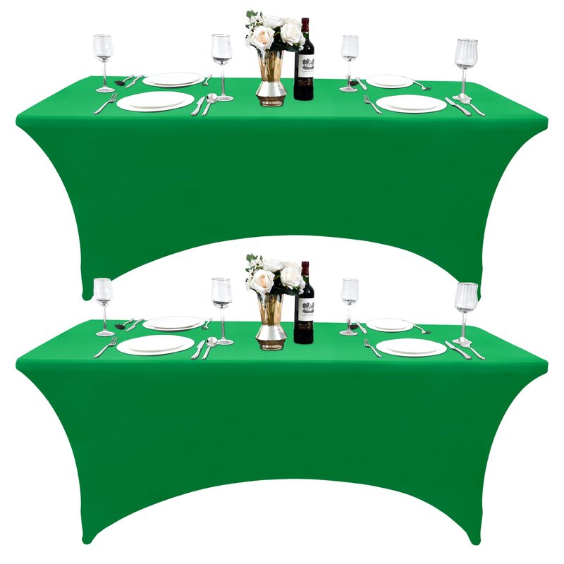 ZarzaaSik 2-Pack 6ft Spandex Table Covers for Rectangle Standard Folding Tables - Wrinkle Resistant Stretch Tablecloths - Ultimate Fitted Table Protector for Parties, Trade Shows, Banquet