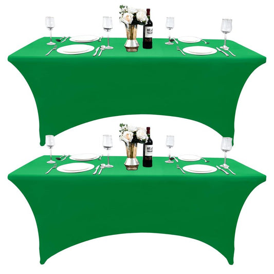 ZarzaaSik 2-Pack 6ft Spandex Table Covers for Rectangle Standard Folding Tables - Wrinkle Resistant Stretch Tablecloths - Ultimate Fitted Table Protector for Parties, Trade Shows, Banquet