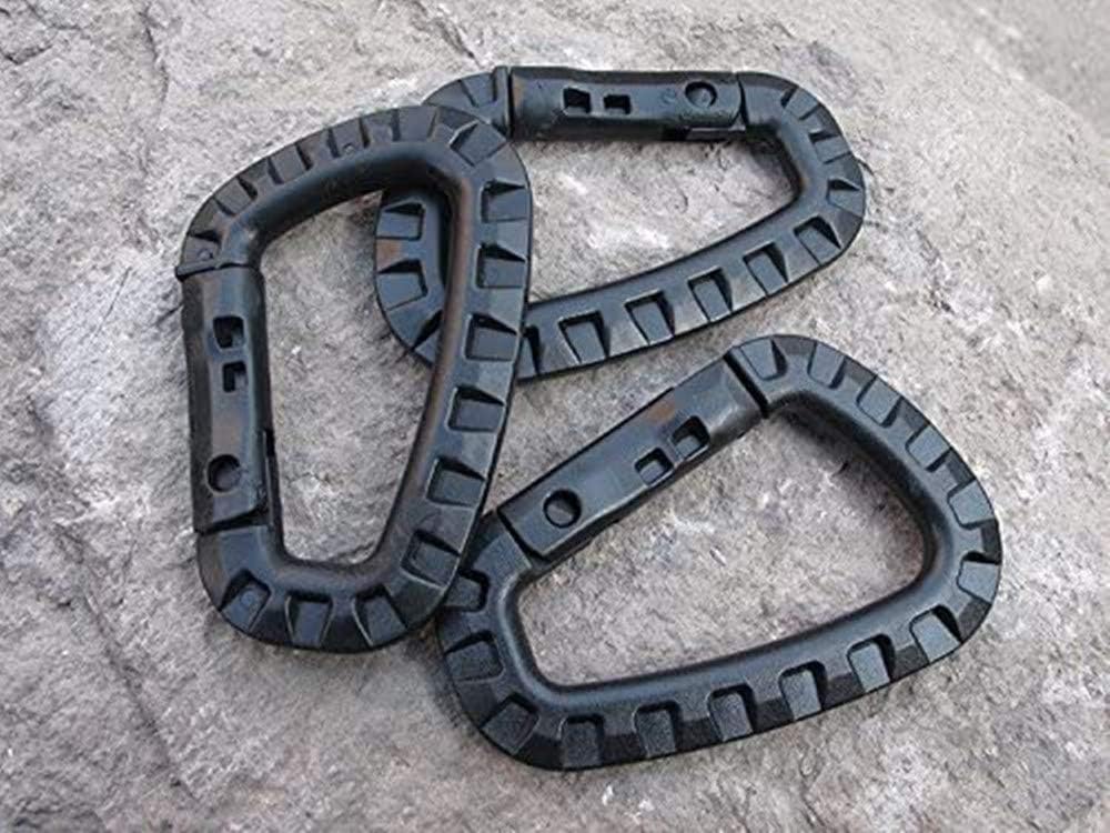 3-Pack Lightweight D-Ring Carabiner Hooks - Tactical Keychain Snap Links