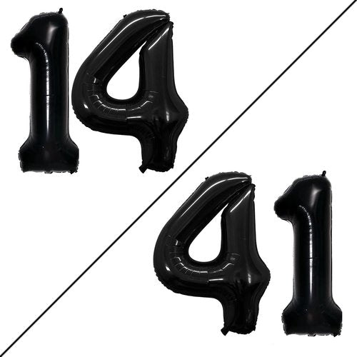GOER Jumbo Number 14 Balloons - 42 Inch Foil Helium Balloons for 14th Birthday Party Decor (Black)
