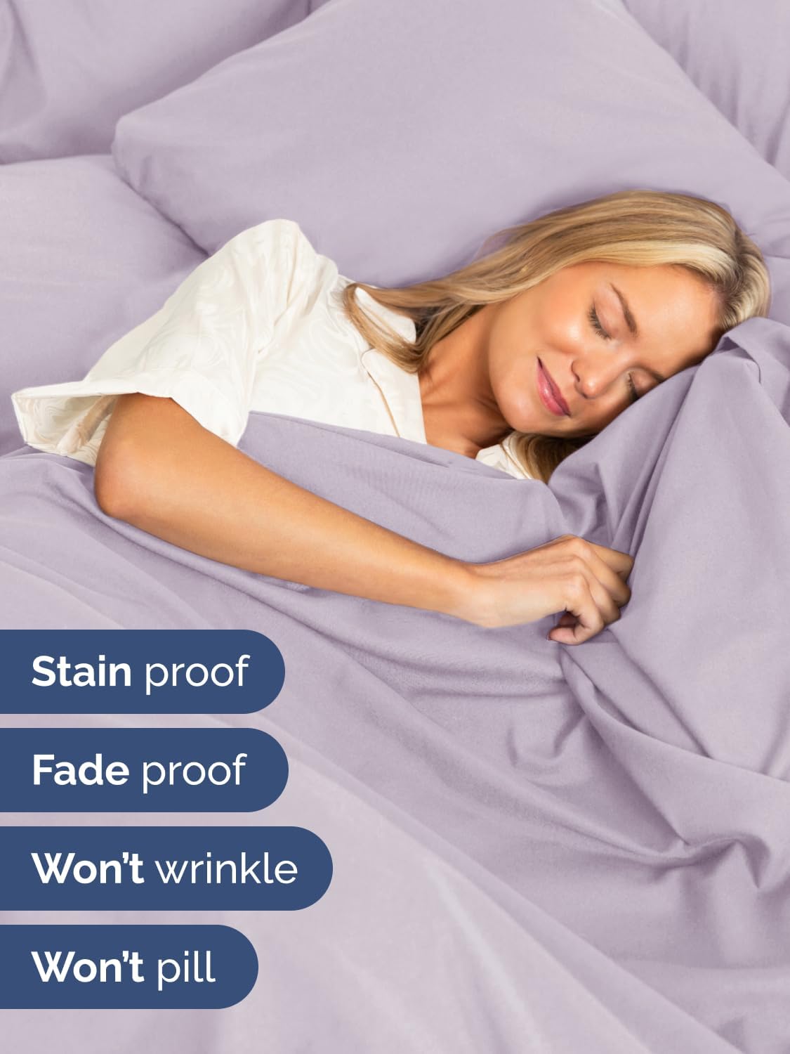 Skiennix Extra Deep Full Sheet Set - 6 Piece Breathable Cooling Sheets - Hotel Luxury Bedding - Soft Wrinkle-Free Light Lavender