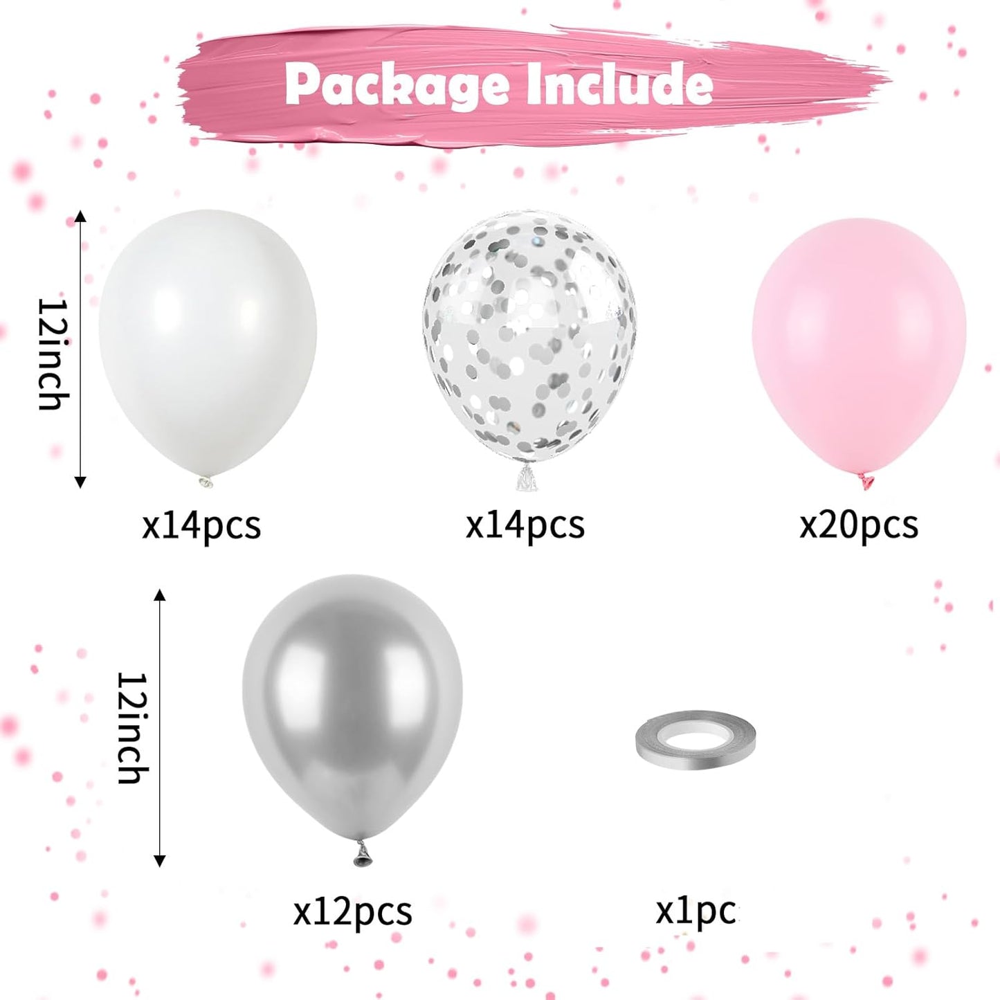 Skiennix Pink and Silver Balloons - Pastel Macaron Party Decor for Girls' Birthdays & Celebrations