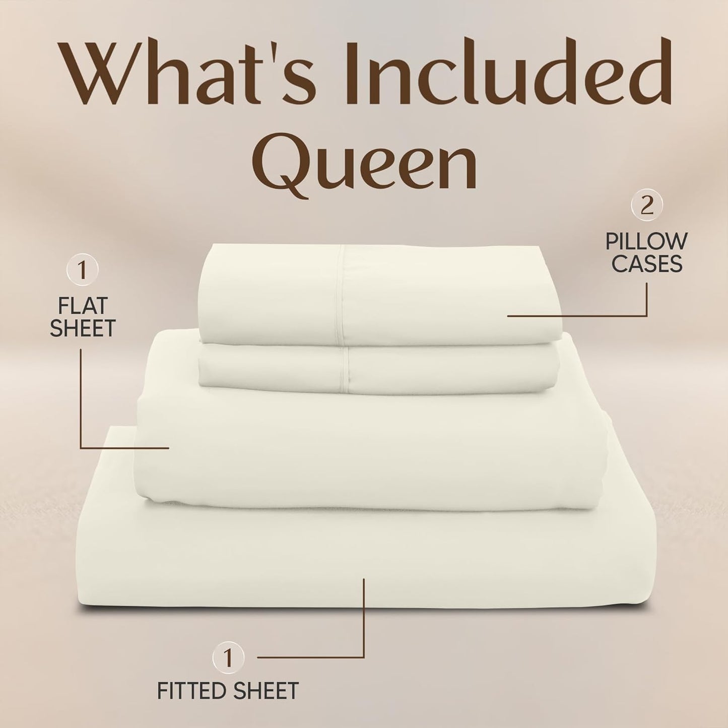 Utopia Bedding Queen Size Sheet Set - Soft, Breathable Microfiber | 4-Piece Ivory Bed Sheets