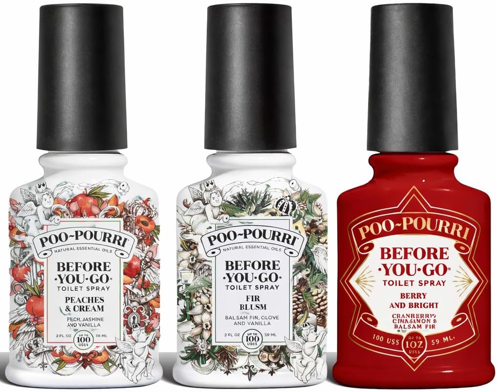 Poo-Pourri Toilet Spray Variety Pack - Spring Scents: Berry & Bright, Peaches & Cream, 2 Oz