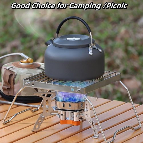 Camp Grill with Foldable Legs, 304 Stainless Steel Portable Folding Camping Campfire Grill over Fire Stove bracket outdoor