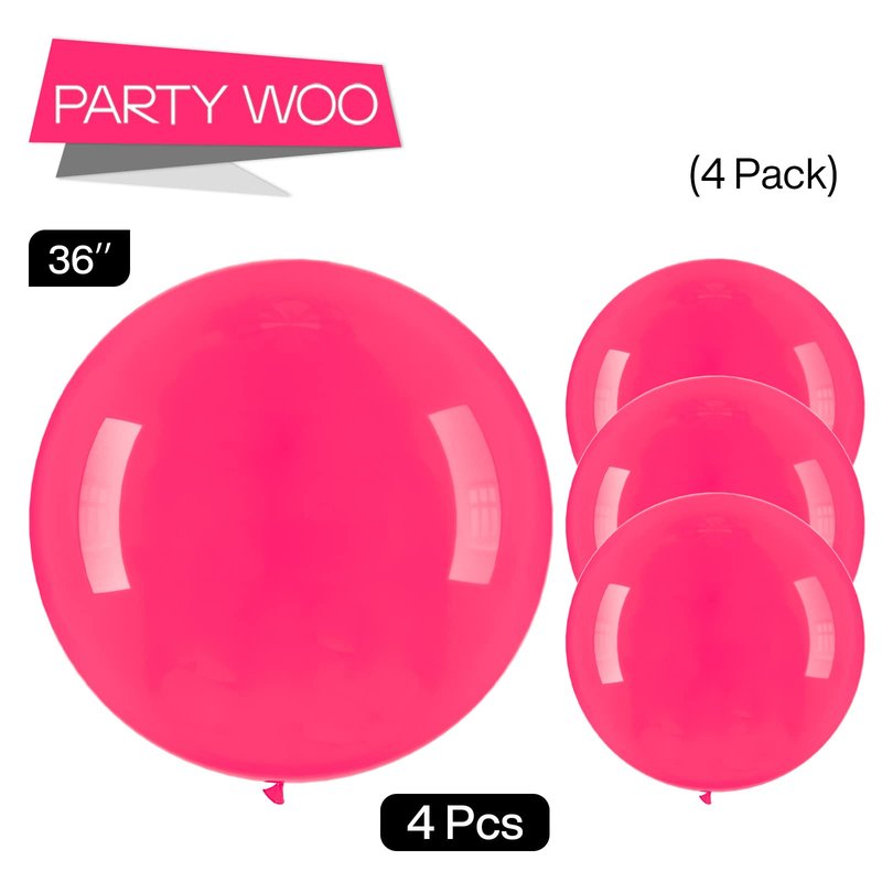 PartyWoo Hot Pink Balloons 4pcs 36 Inch Magenta Fuchsia Balloons for Baby Shower Gender Reveal Engagement Bachelorette Wedding Bridal Shower Anniversary Birthday Party Decorations Pink-Y12