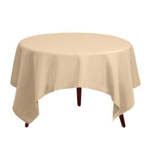 Gee Di Moda Square Tablecloth - 70 x 70 Inch Beige Table Cloth for Medium Square or Round Tables - Heavy Duty Washable Fabric - for Buffet Table, Holiday Party, Dinner, Wedding & Baby Shower