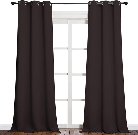 NICETOWN Blackout Window Curtains - Thermal Insulated Grommet Drapes for Bedroom & Living Room | Brown, Set of 2 (W42 x L90)